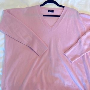 J.Crew Cashmere V-neck boyfriend sweater, light pink, M